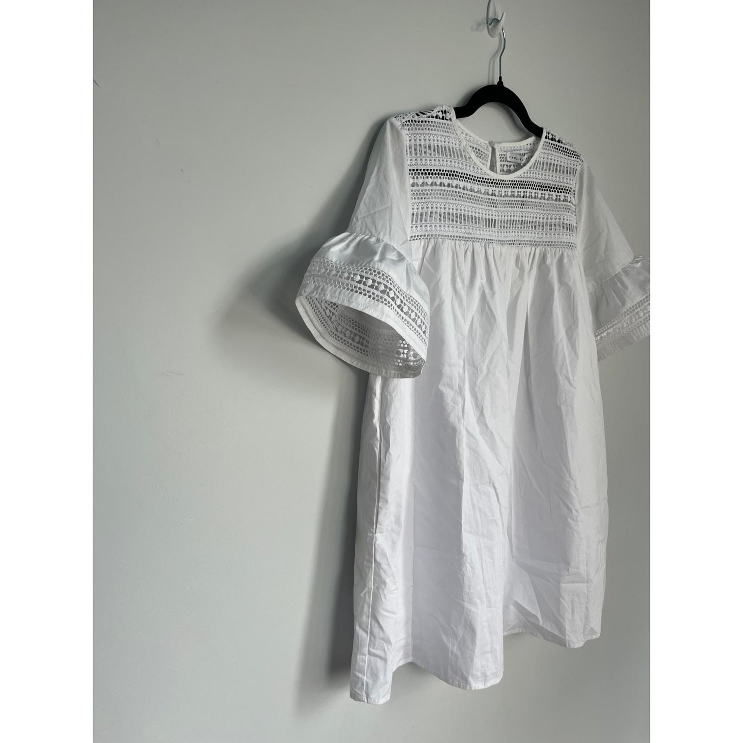 English Factory Eyelet Lace Babydoll Blouse Women Small White Short Sleeve NWT