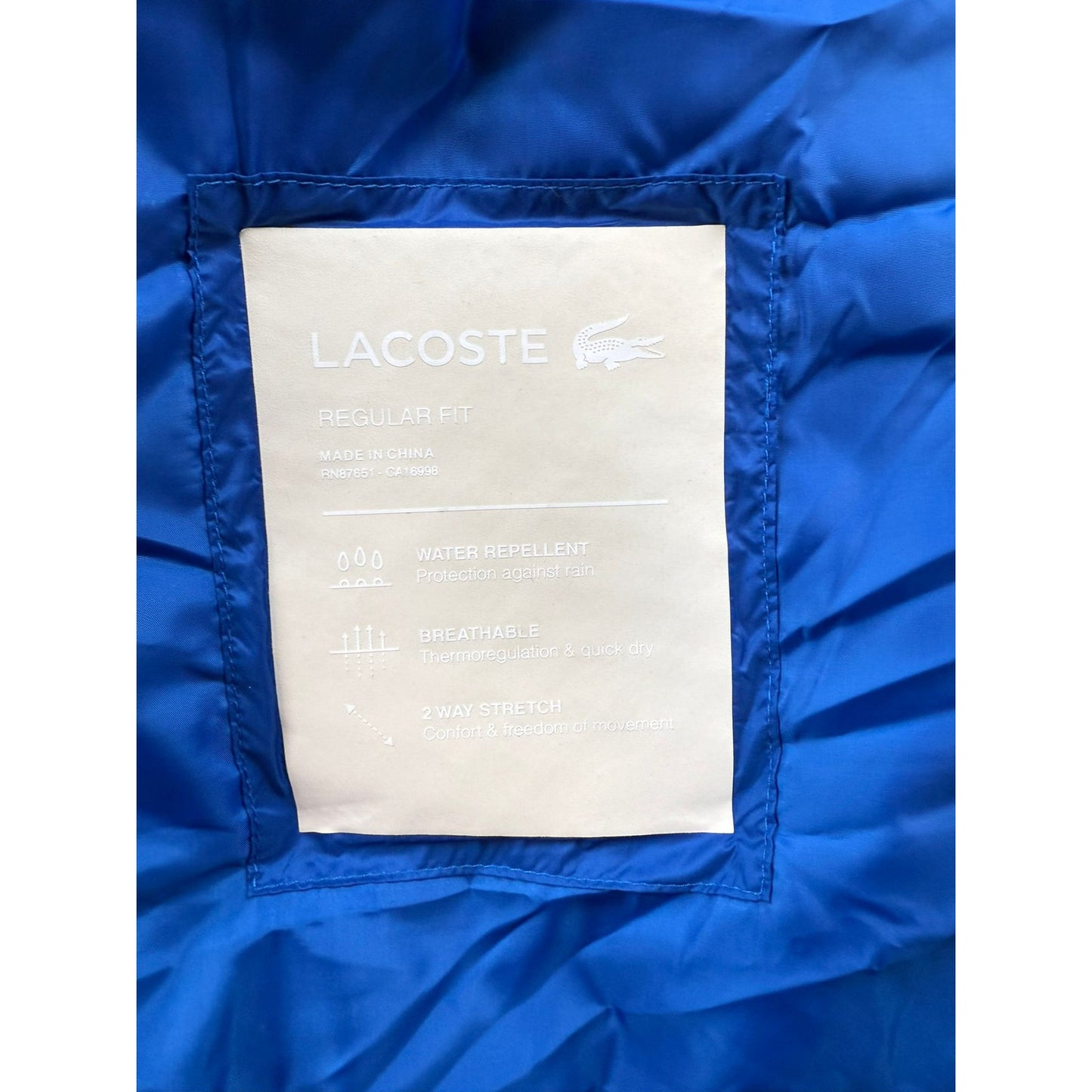 Sample Lacoste Men's Size Medium Blue Puffer Jacket Sample FW 22