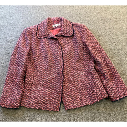 Emanuel Ungaro Size 14 Womens Pink Tweed Blazer Jacket