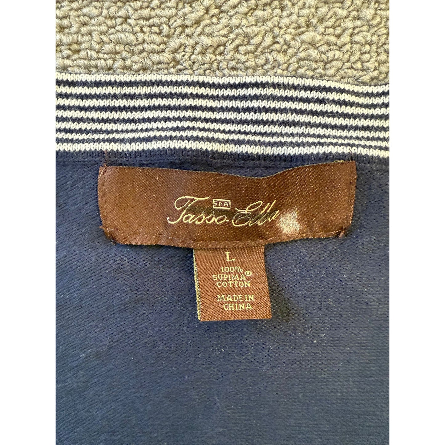 Tasso Elba Large Mens Navy Supima Cotton Striped Cardigan