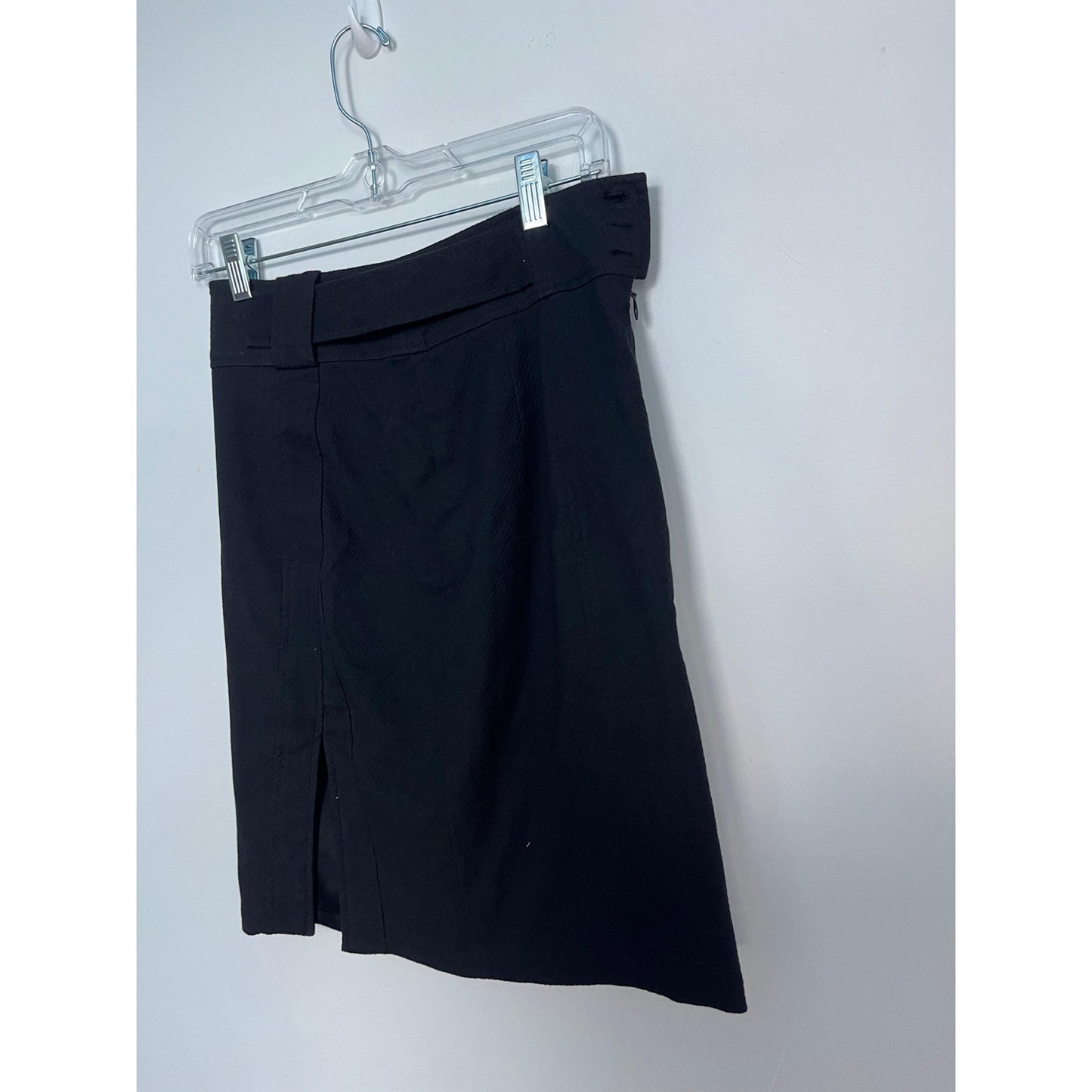 Nanette Lepore Pencil Skirt Women 4 Black Textured Belted High Waist Career
