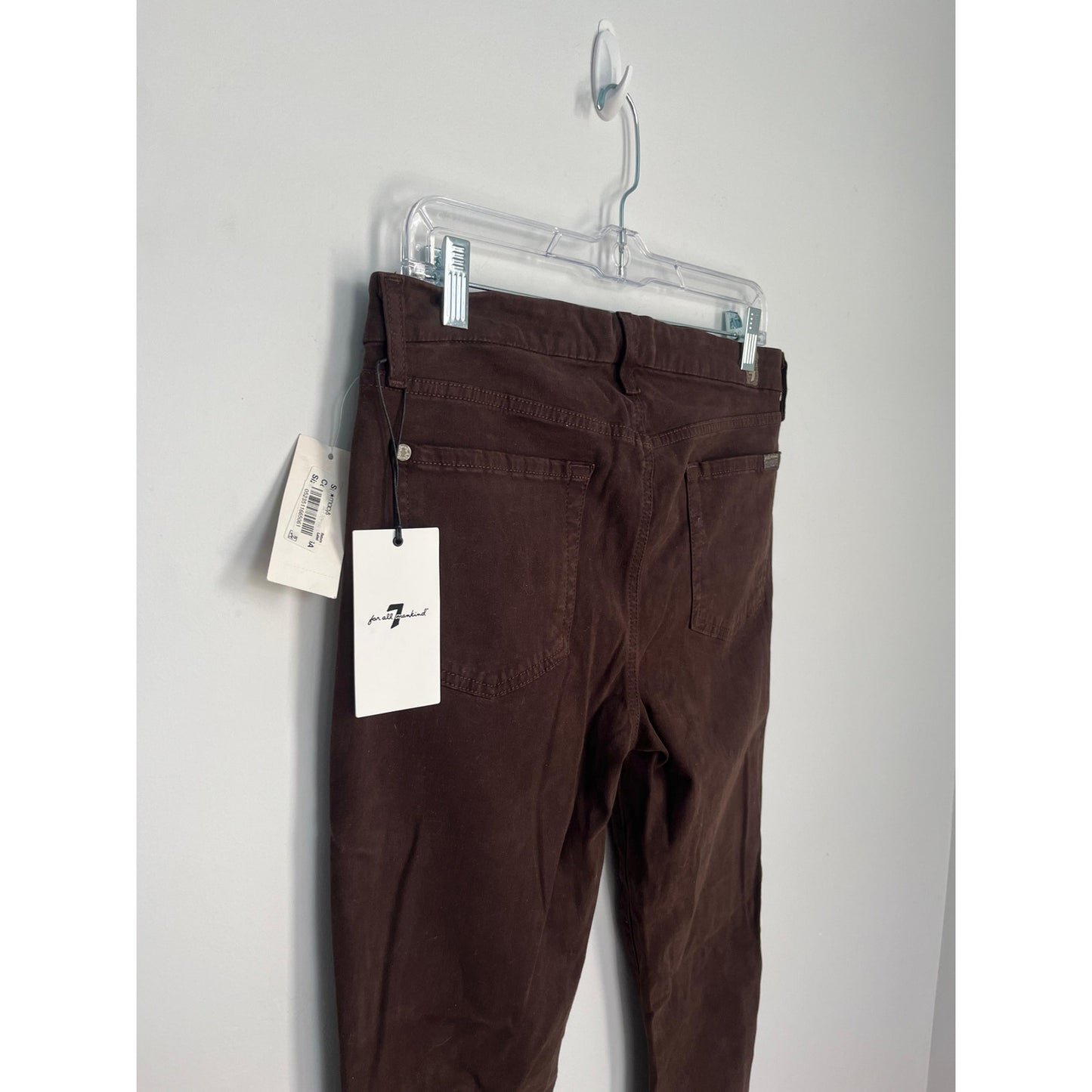 7 For All Mankind Skinny Pants Women 30 Dark Brown Velvet Stretch NWT