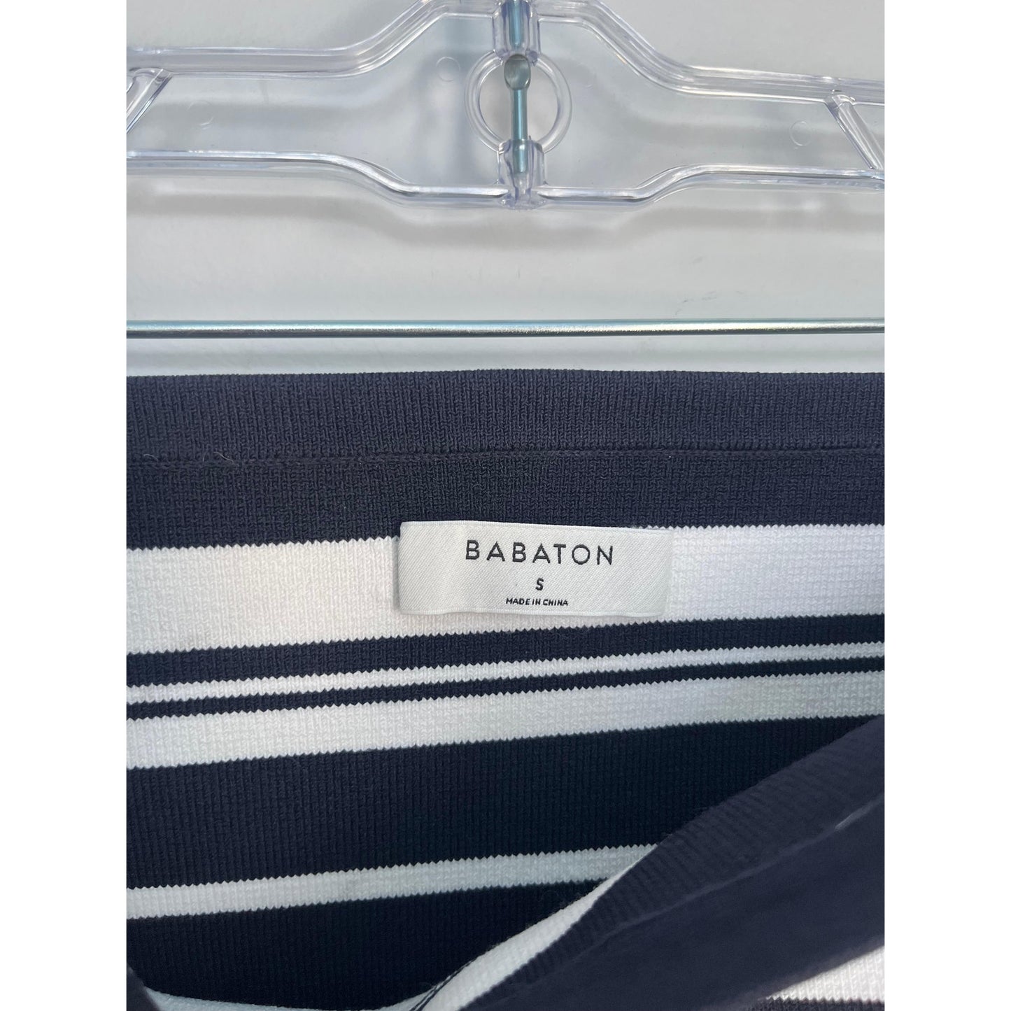 Babaton Strapless Top Women Small Blue White Stripe Knit Tube Minimalist