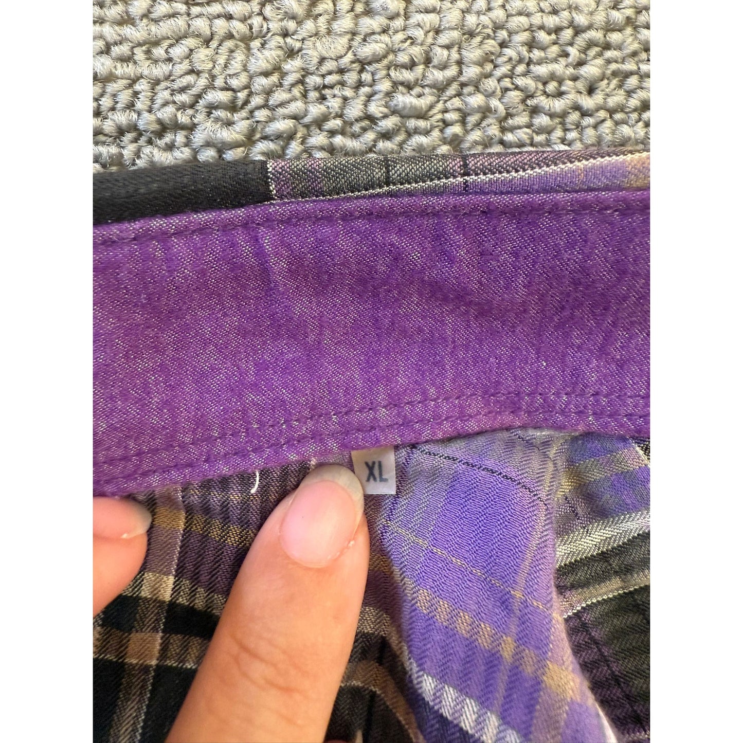 BUGATCHI Men's XL Purple Plaid Flannel Shirt - Shaped Fit Casual Top