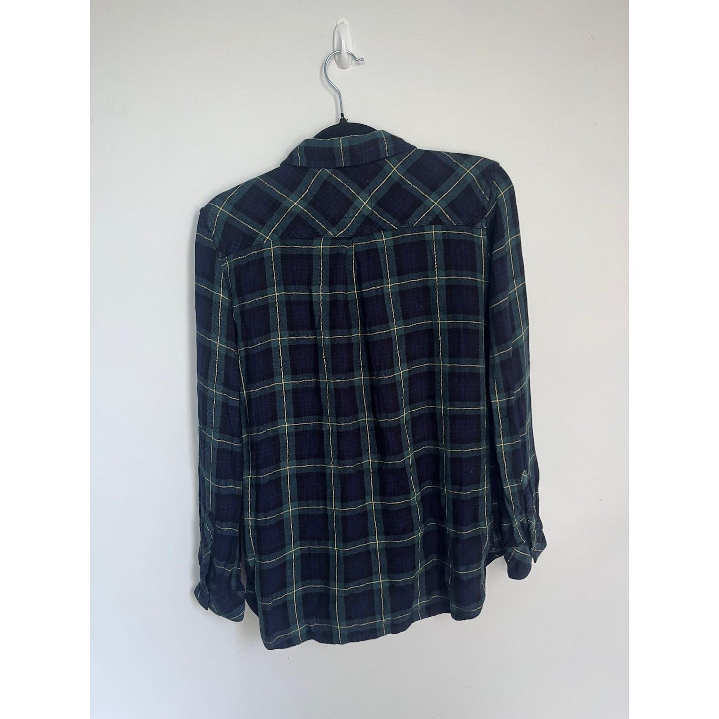 Rails Plaid Button Down Shirt Women M Navy Green Checkered Flannel