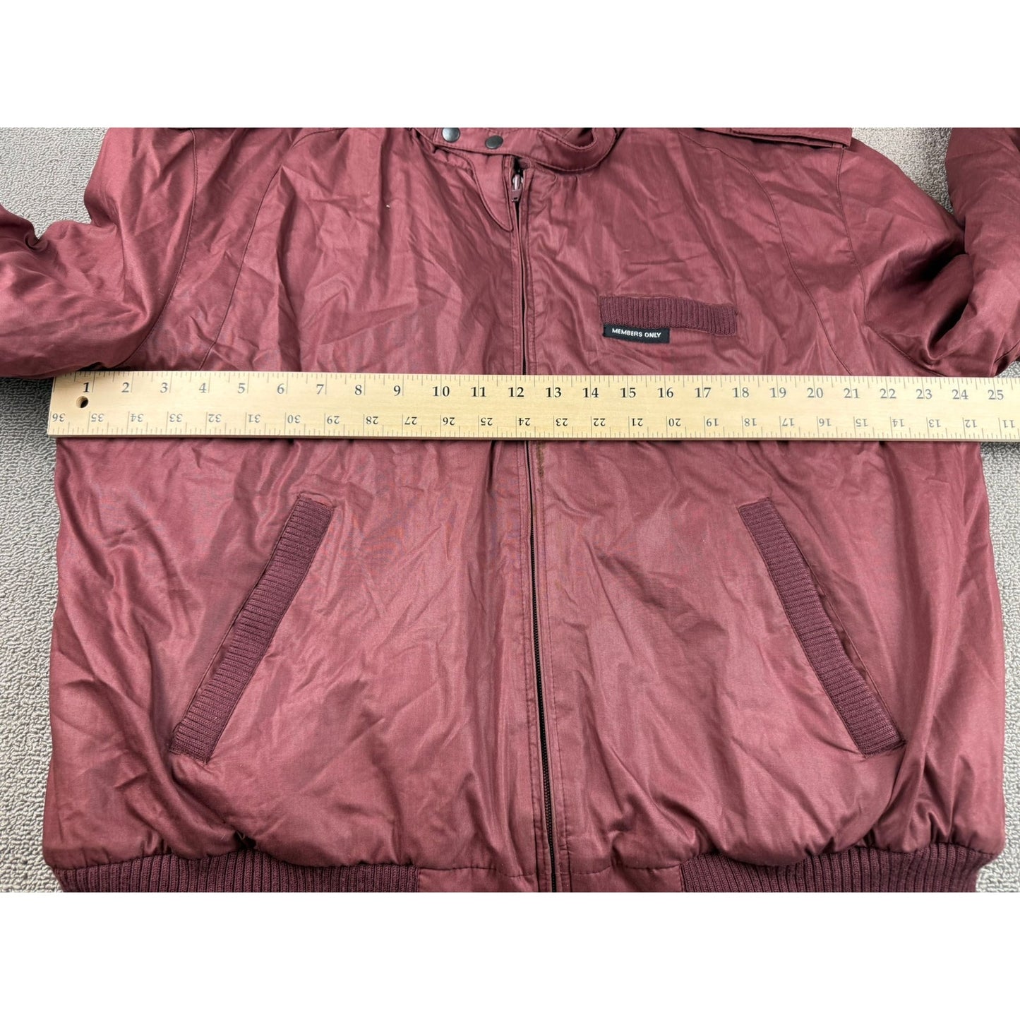 Vintage Members Only Bomber Jacket Mens 44 Crimson Red Cafe Racer Full Zip 80s
