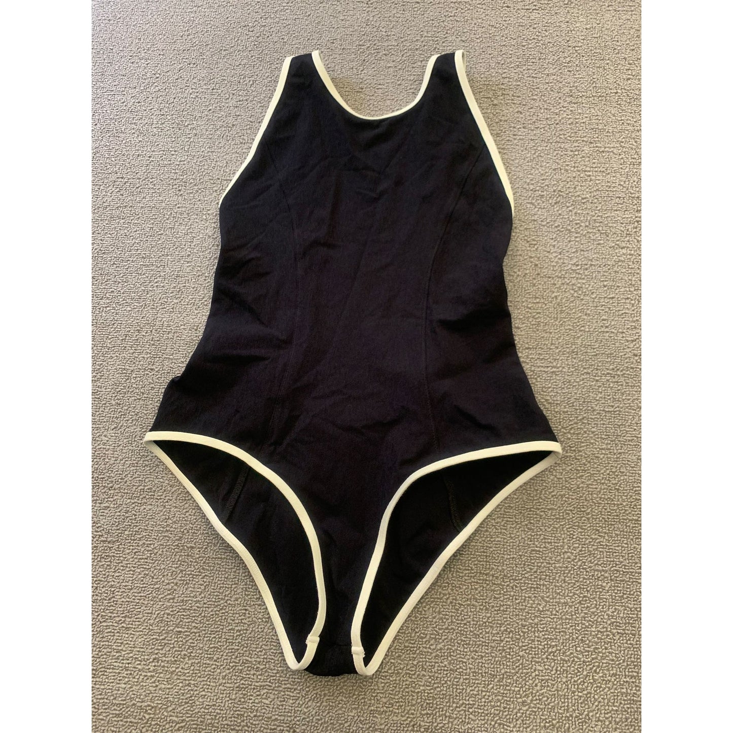 LISA MARIE FERNANDEZ W SIZE 3 THE CRISS-CROSS MAILLOT in BLACK & CREAM CREPE