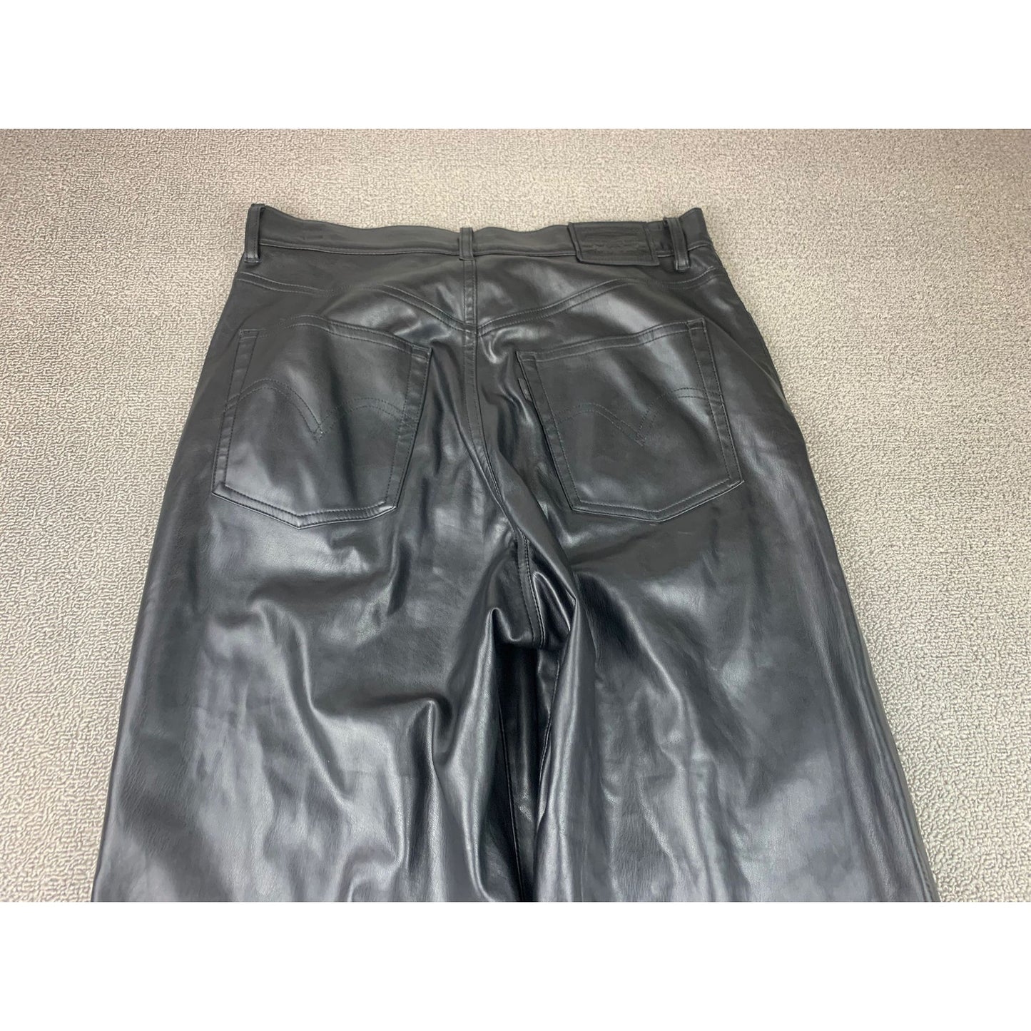Levi's Women's 29 Black Faux Leather Ribcage Straight High Rise Pants