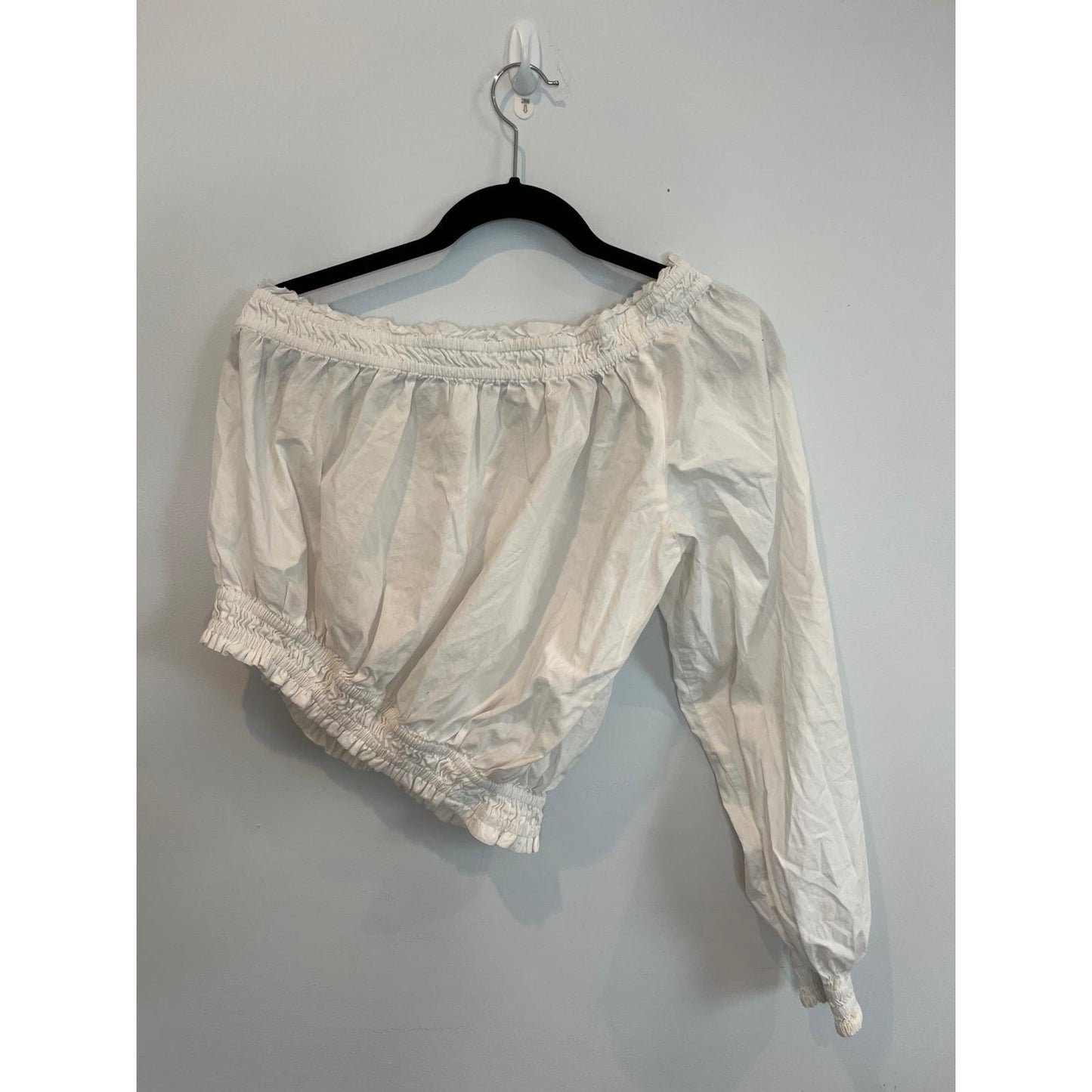 Free People Off Shoulder Blouse Women SP White Long Sleeve Boho Crop Top
