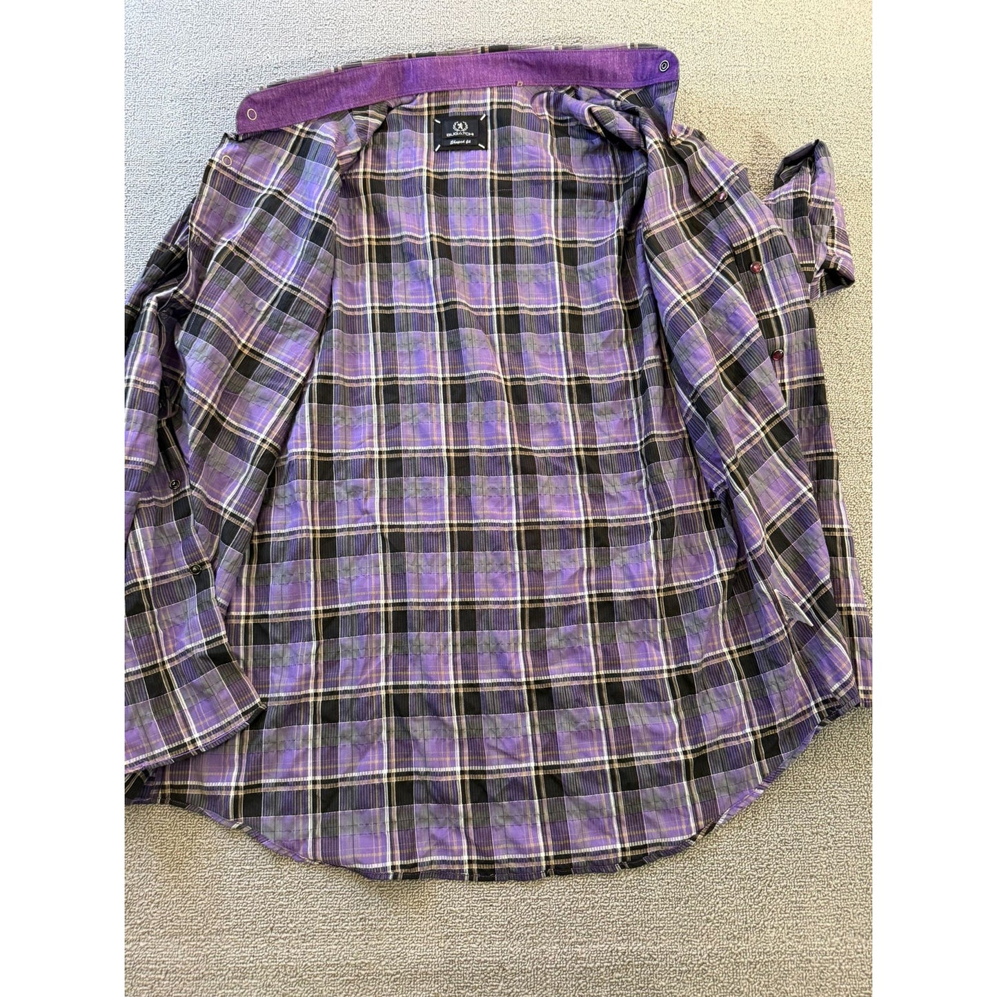 BUGATCHI Men's XL Purple Plaid Flannel Shirt - Shaped Fit Casual Top