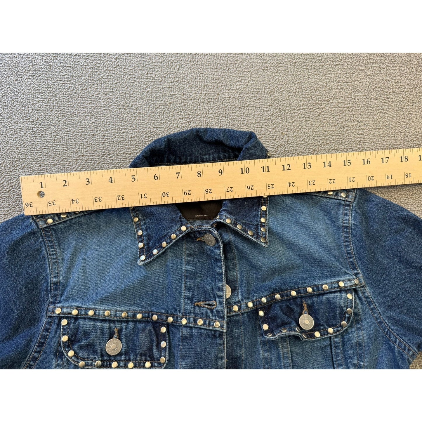 Sisley Blue Studded Denim Jean Jacket Women XS