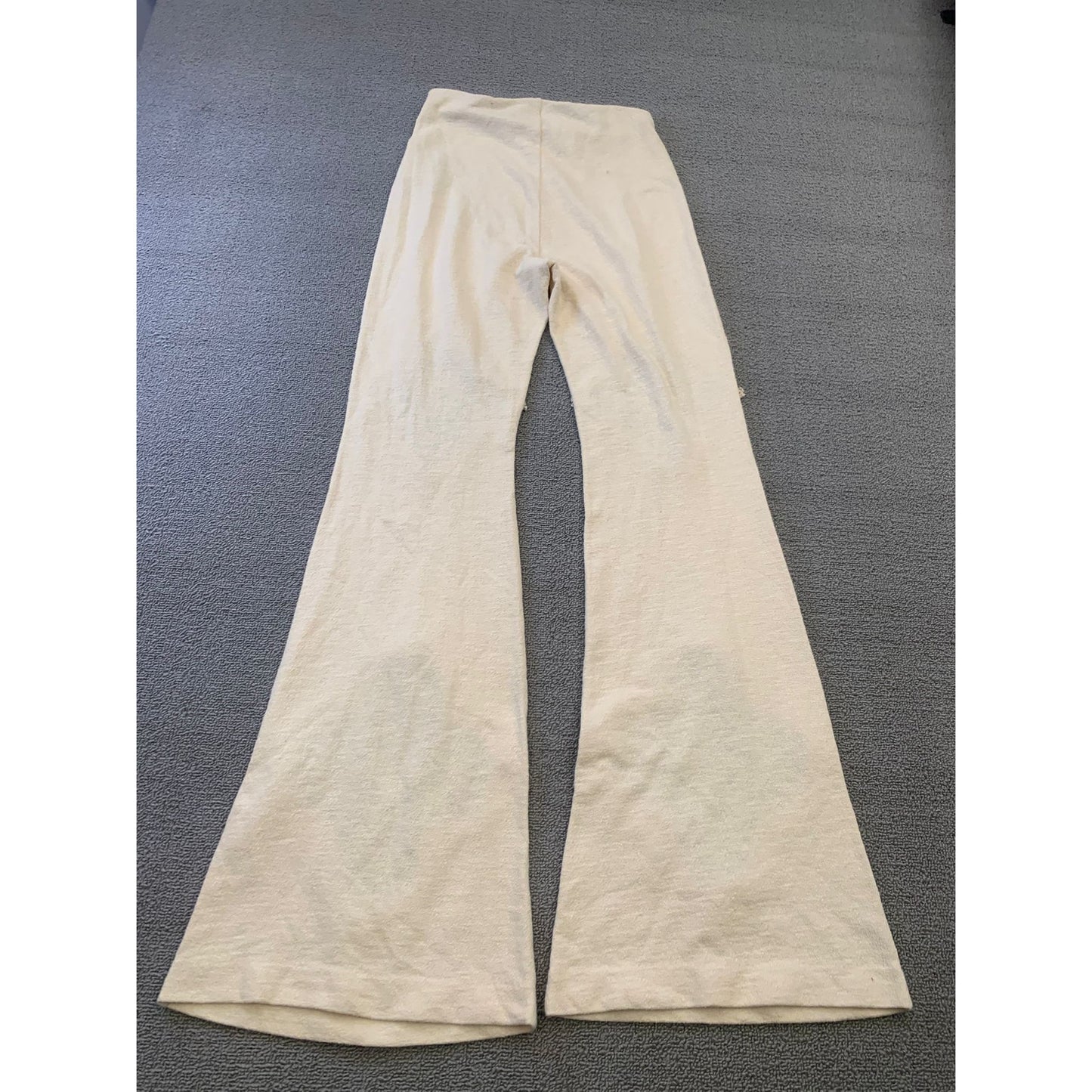 Acne Studios Women's S Beige Flare Pants Crochet Patches Pants