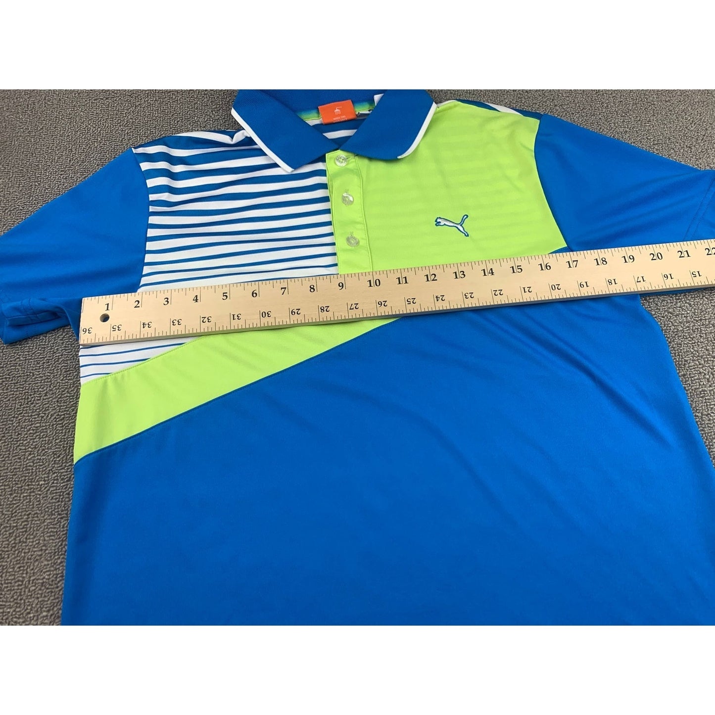 Puma Men's Short Sleeve Golf Polo Shirt Size Small Blue Yellow Athletic