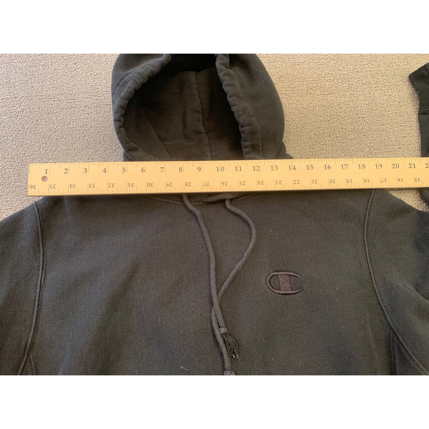 Champion Men Medium Black Reverse Weave Hoodie Sweatshirt