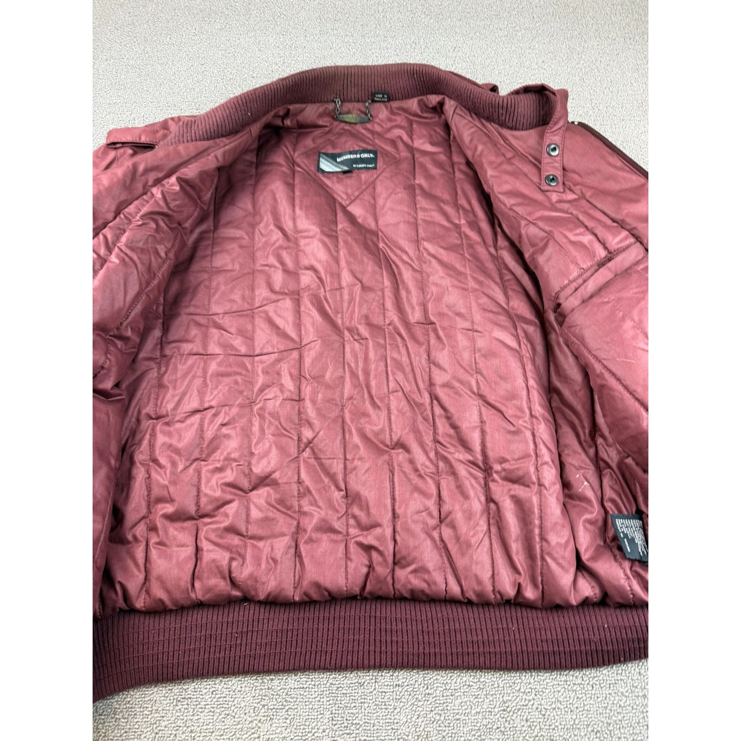 Vintage Members Only Bomber Jacket Mens 44 Crimson Red Cafe Racer Full Zip 80s