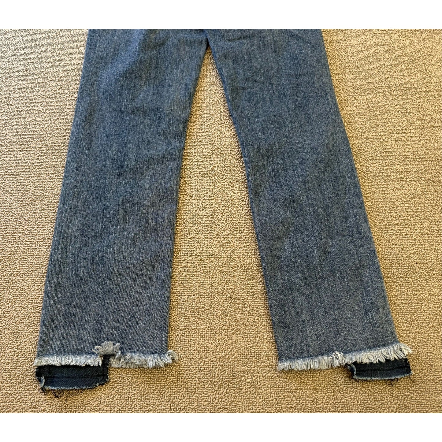 JUSTBLACK Female Light Dark Wash Denim Jeans Size 24 Raw Hem Straight Leg
