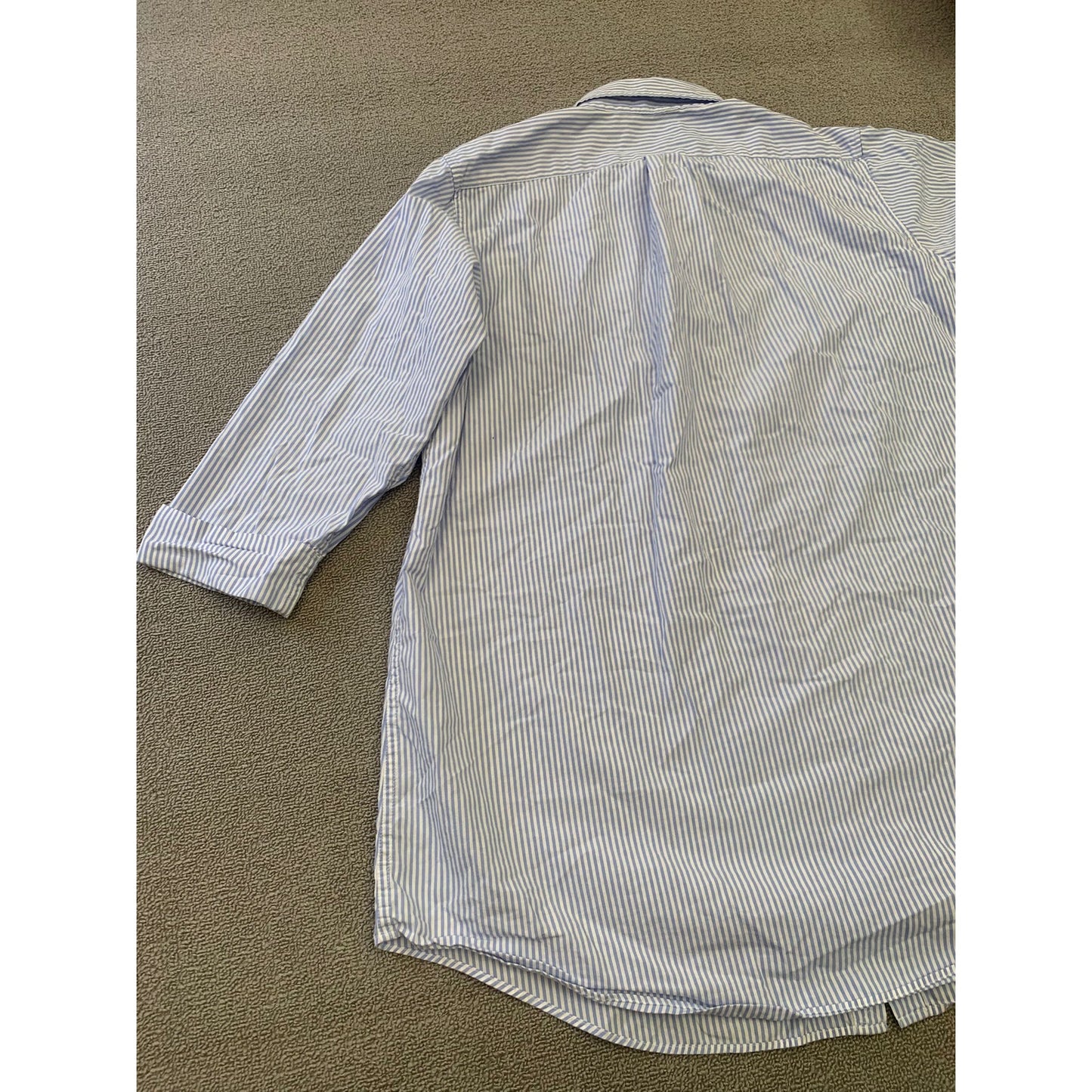 Lauren Ralph Lauren Women XL Blue White Striped 3/4 Sleeve Blouse Shirt