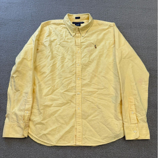 Ralph Lauren Men's 14 Vintage Oxford Yellow Long Sleeve Button Shirt