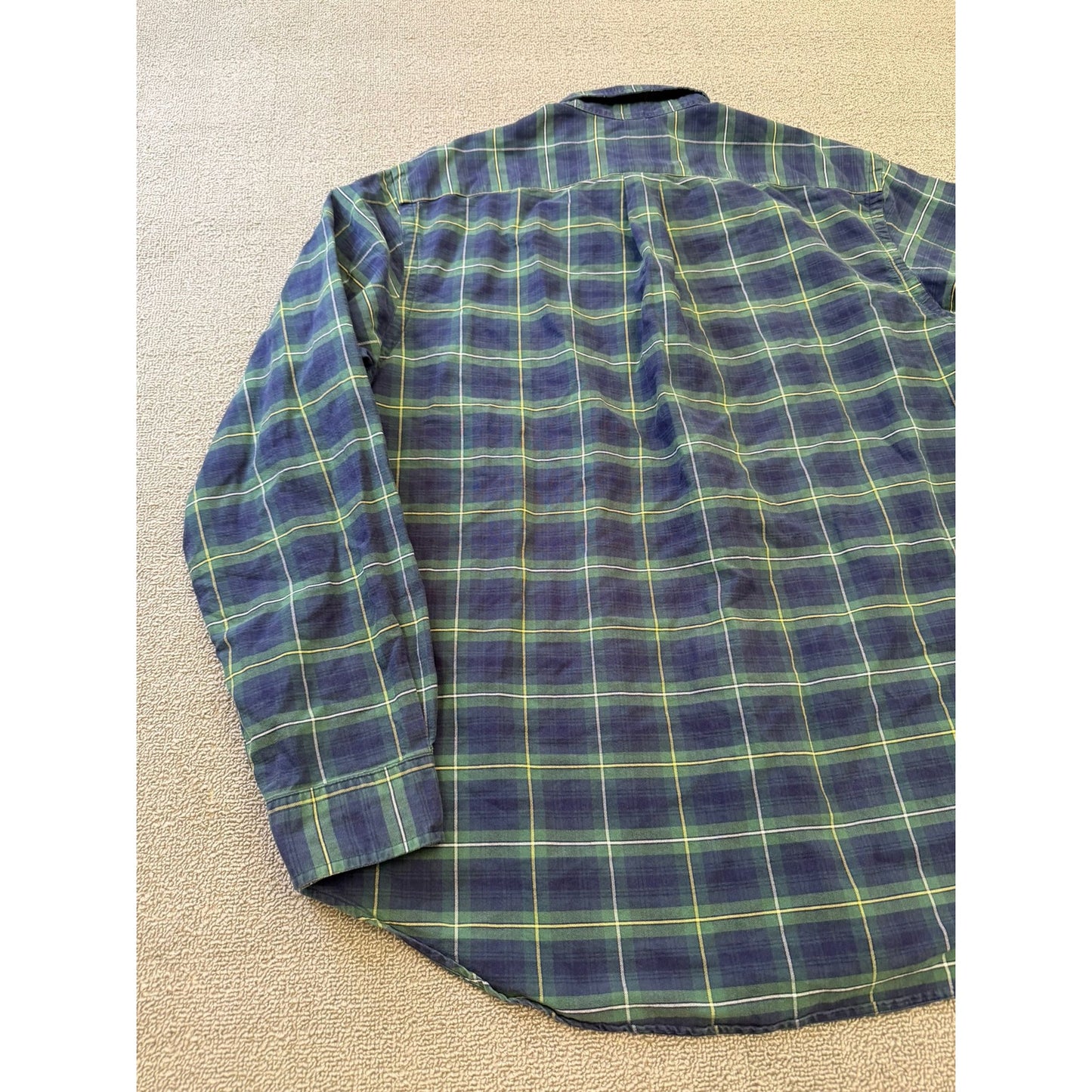 Ralph Lauren Men's XL Green Blue Plaid Long Sleeve Button Shirt