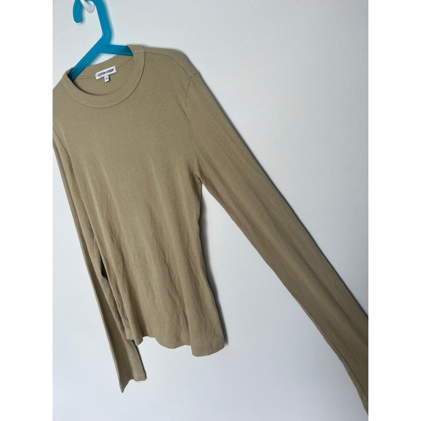 Cotton Citizen Ribbed Long Sleeve Top Women Small Tan Lightweight Casual