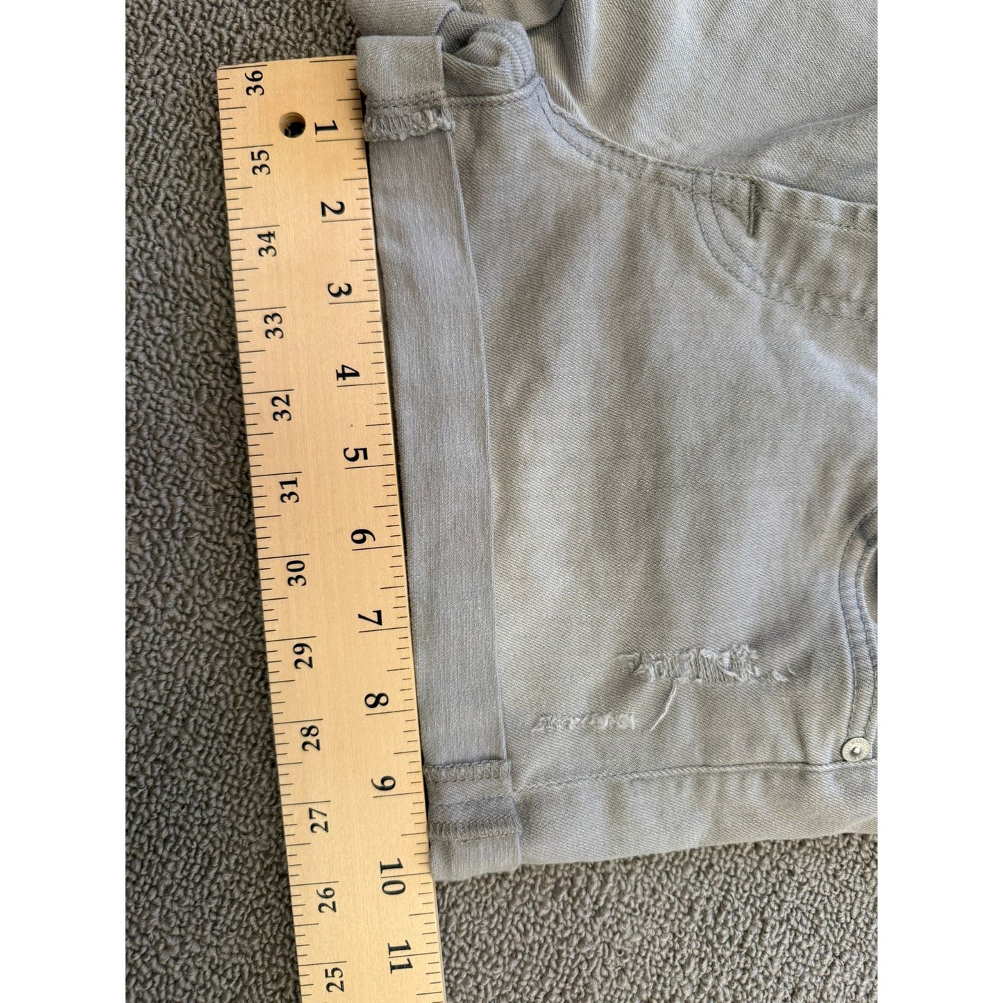 7 For All Mankind Women's Size 26 Gray Denim Shorts Rolled Hem Distressed