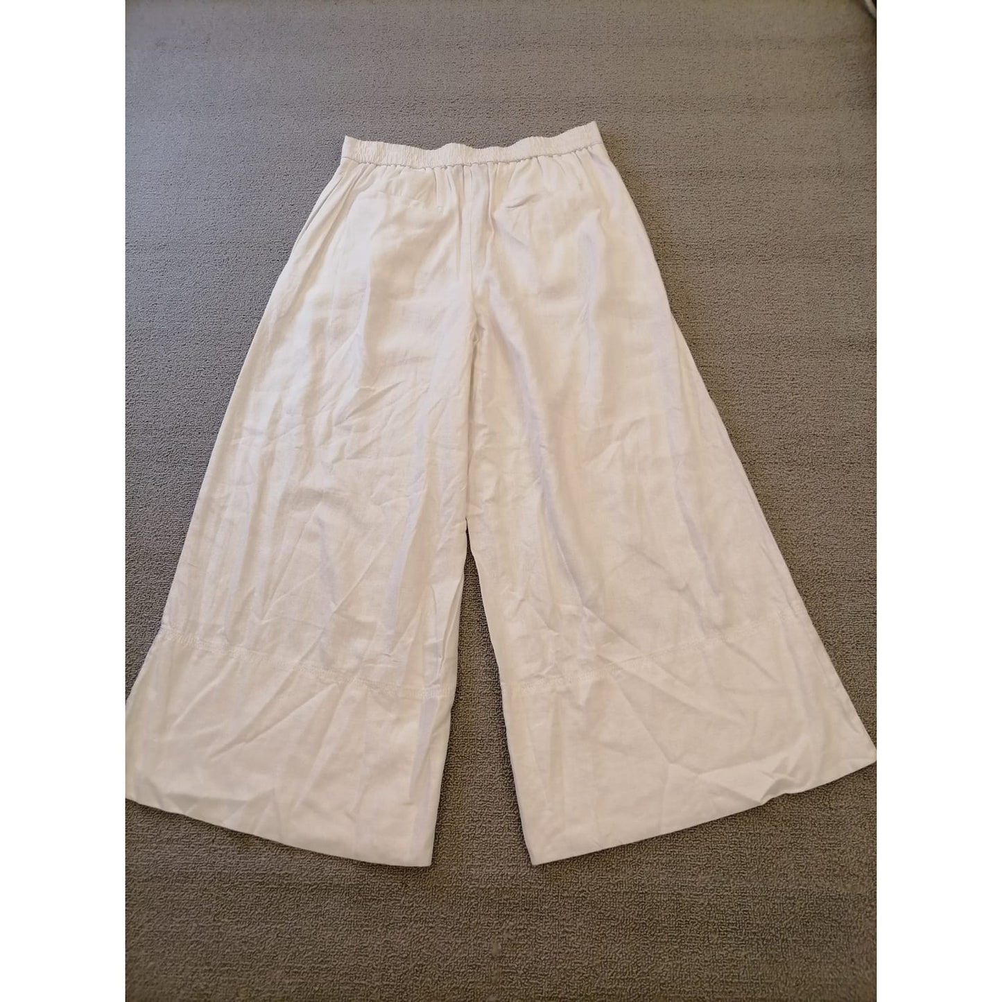 Banana Republic Linen Women's S/P White Wide Leg Pant Relaxed Fit Lightweight