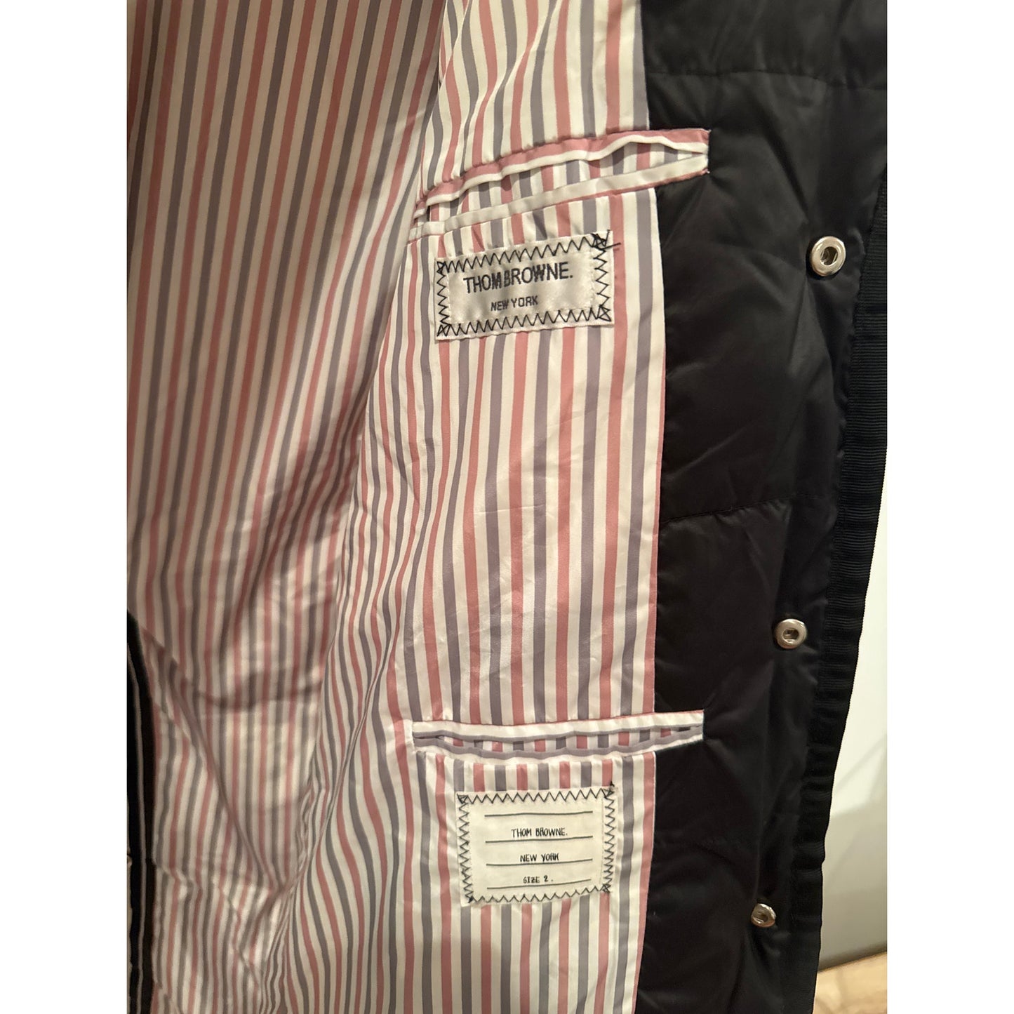 Thom Browne Long Down Puffer Coat - Size 2 - Black with Signature Striped Lining