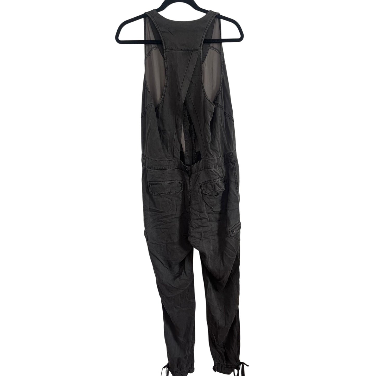 Free People Jumpsuit Women 10 Black Utility Sleeveless Drawstring Pockets