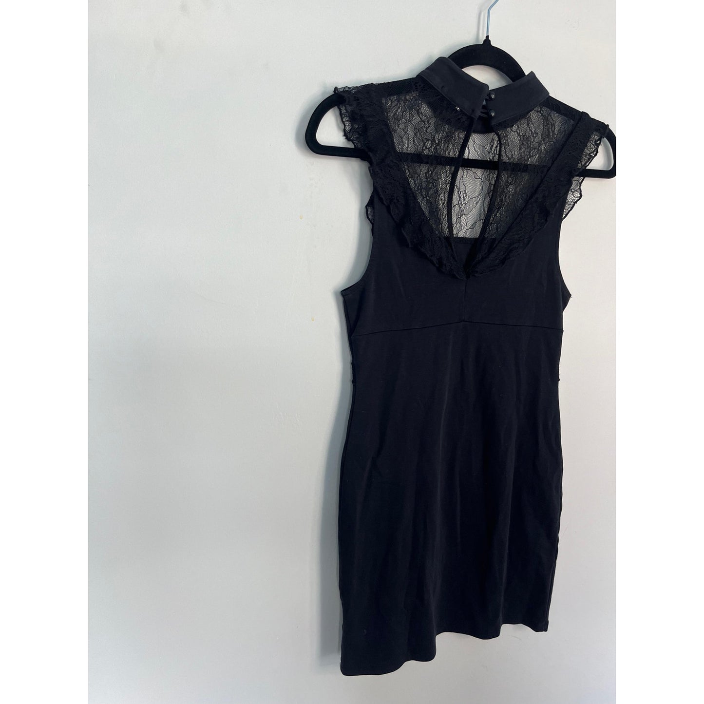 Free People Black Lace Back Sleeveless Mini Dress Women XS Gothic Mesh Detail