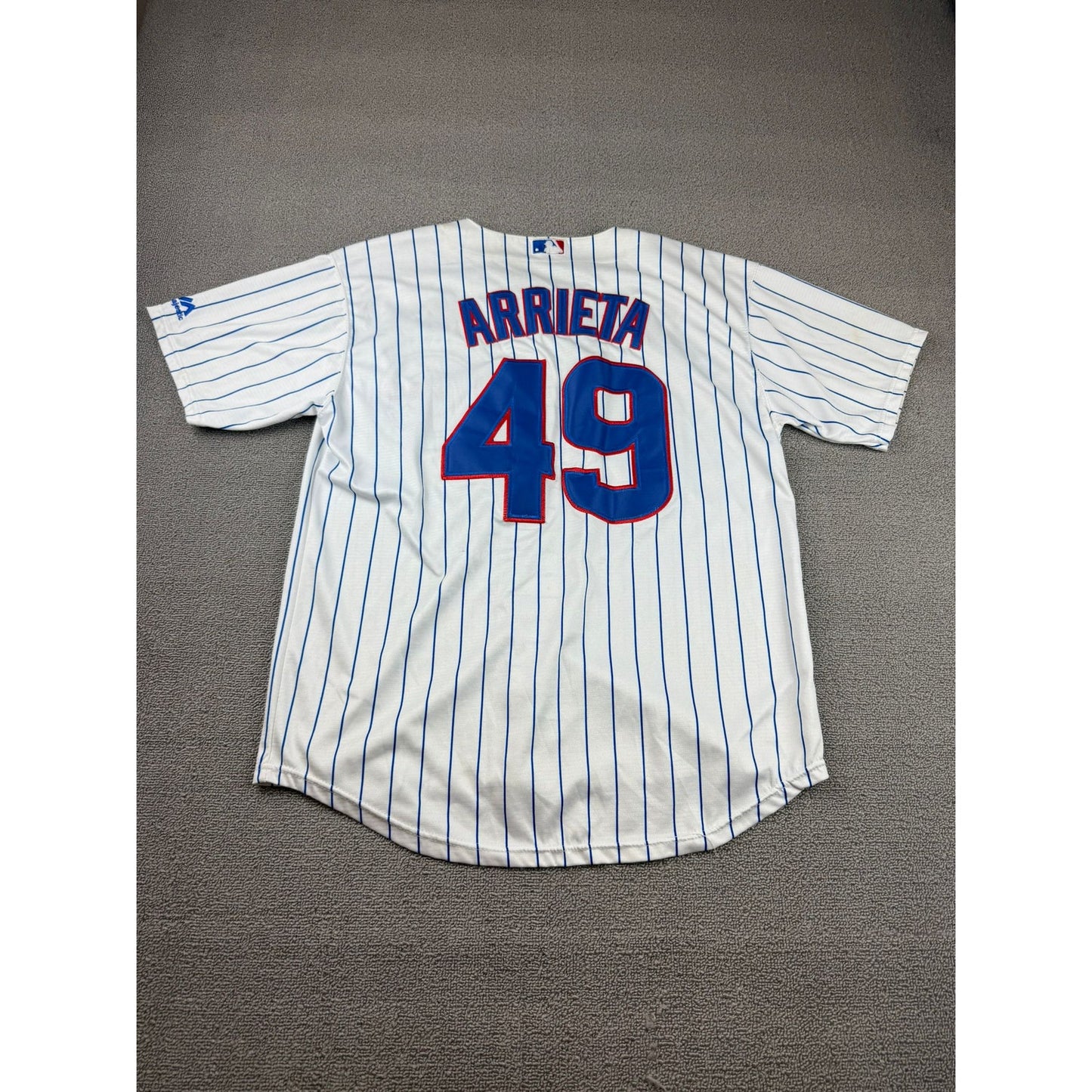 Majestic Chicago Cubs CoolBase Pinstripe Jake Arrieta #49 Baseball Jersey Size M