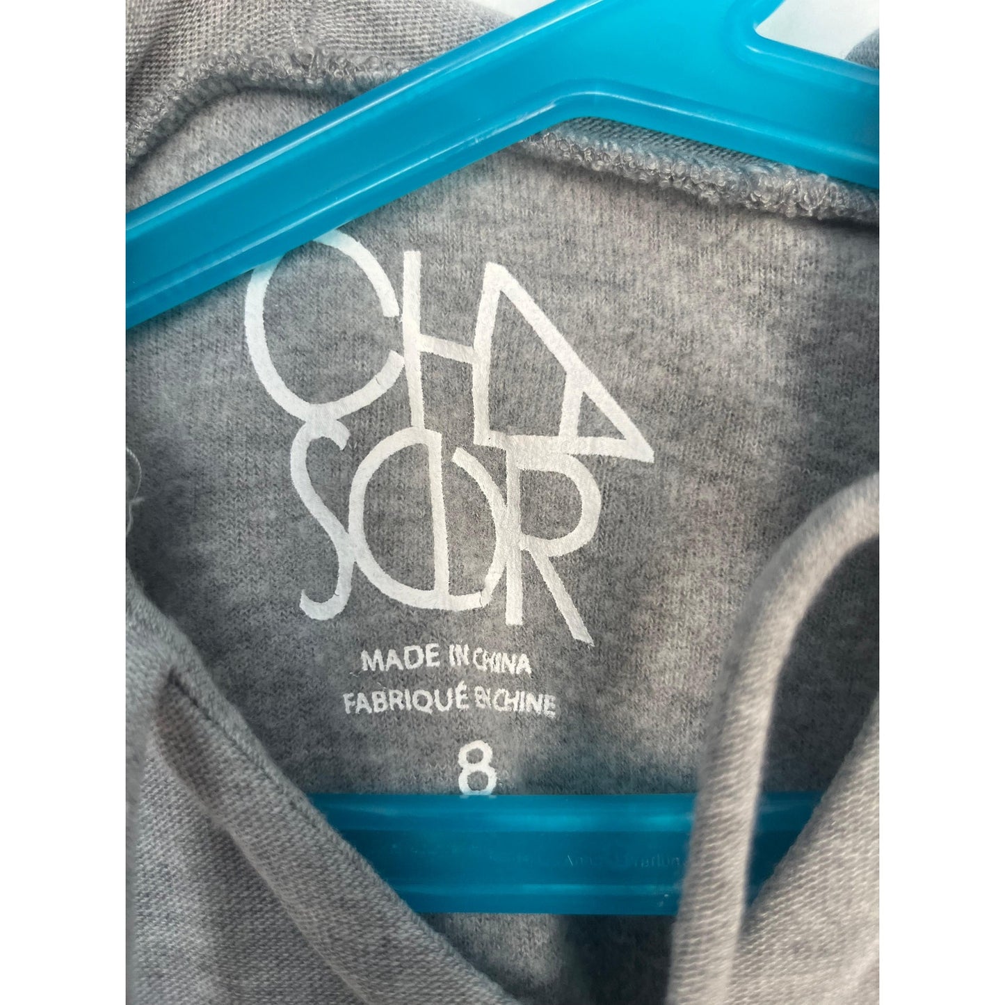Chaser LOVE Hoodie Women 8 Gray Short Sleeve Heart Graphic Pullover