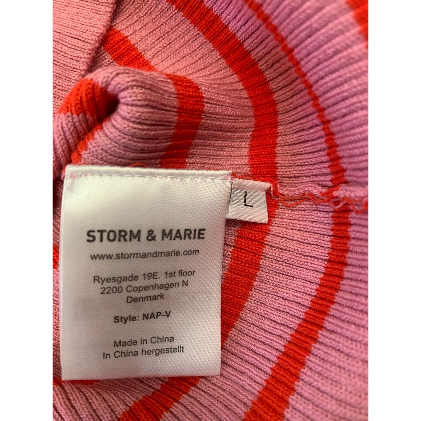 Storm & Marie Women's Large Pink Red Striped Knit Blouse