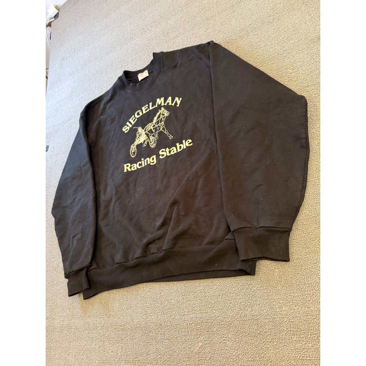 SIEGELMAN STABLE Men's Crewneck Sweatshirt XL Black Graphic Racing stable
