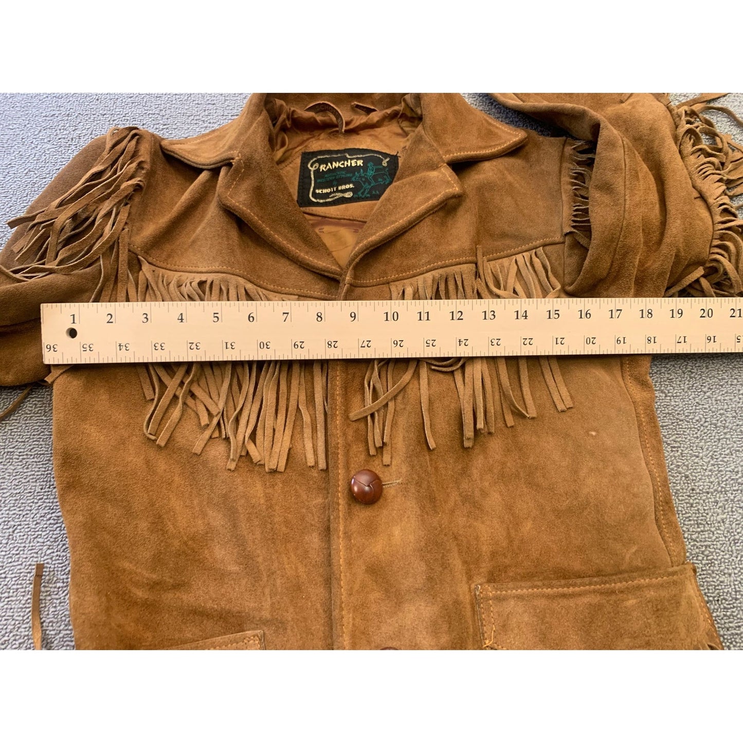 VINTAGE SCHOTT BROS. RANCHER Size 16 Brown Suede Fringe Jacket