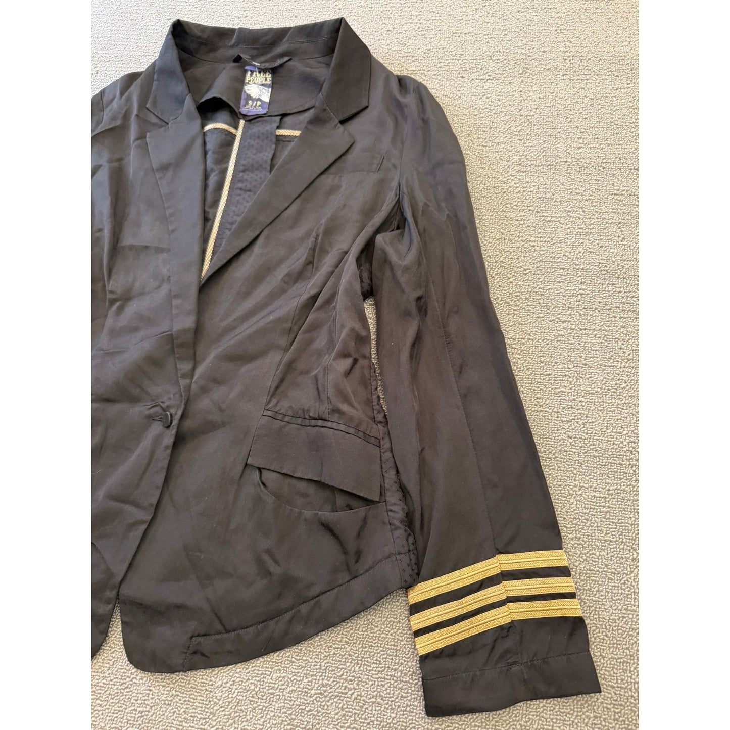 FREE PEOPLE Women's Small Black Military Style Blazer