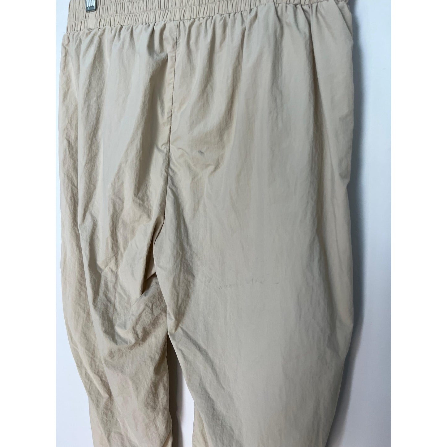 Donni Jogger Pants Women L Beige Lightweight Button Front Elastic Waist