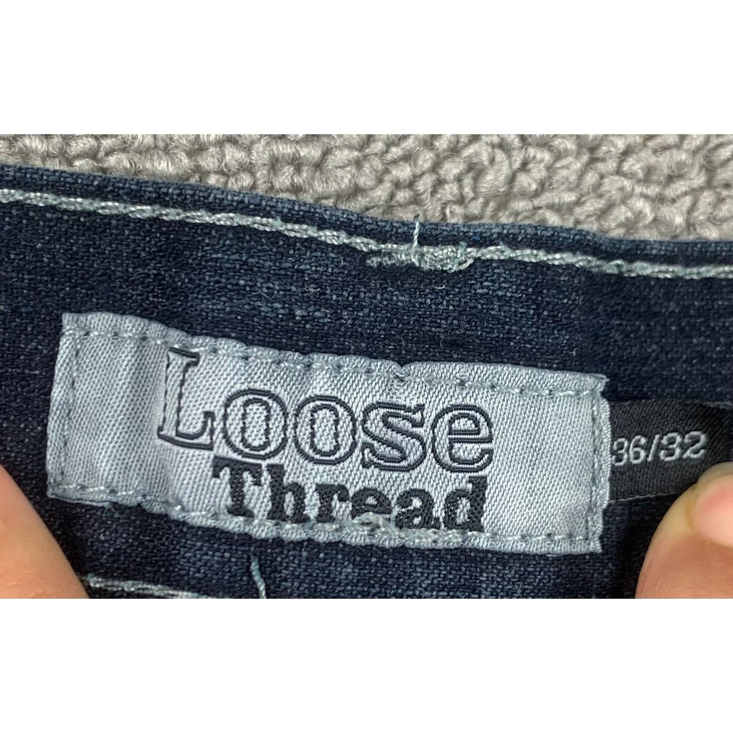 Loose Thread Men's 36x32 Dark Blue Jeans.