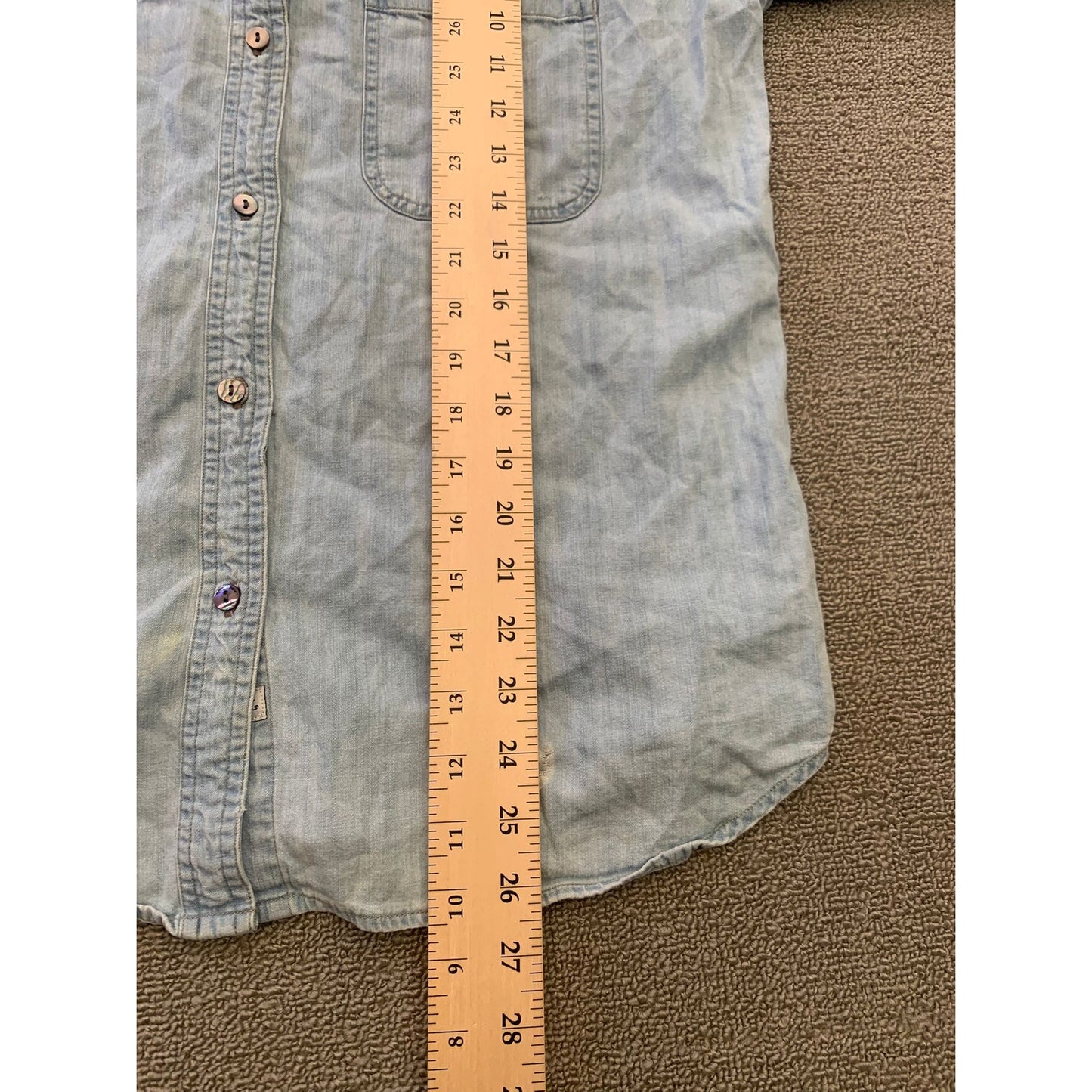 Rails Women's S Light Blue Embroidered Chambray Distressed Shirt