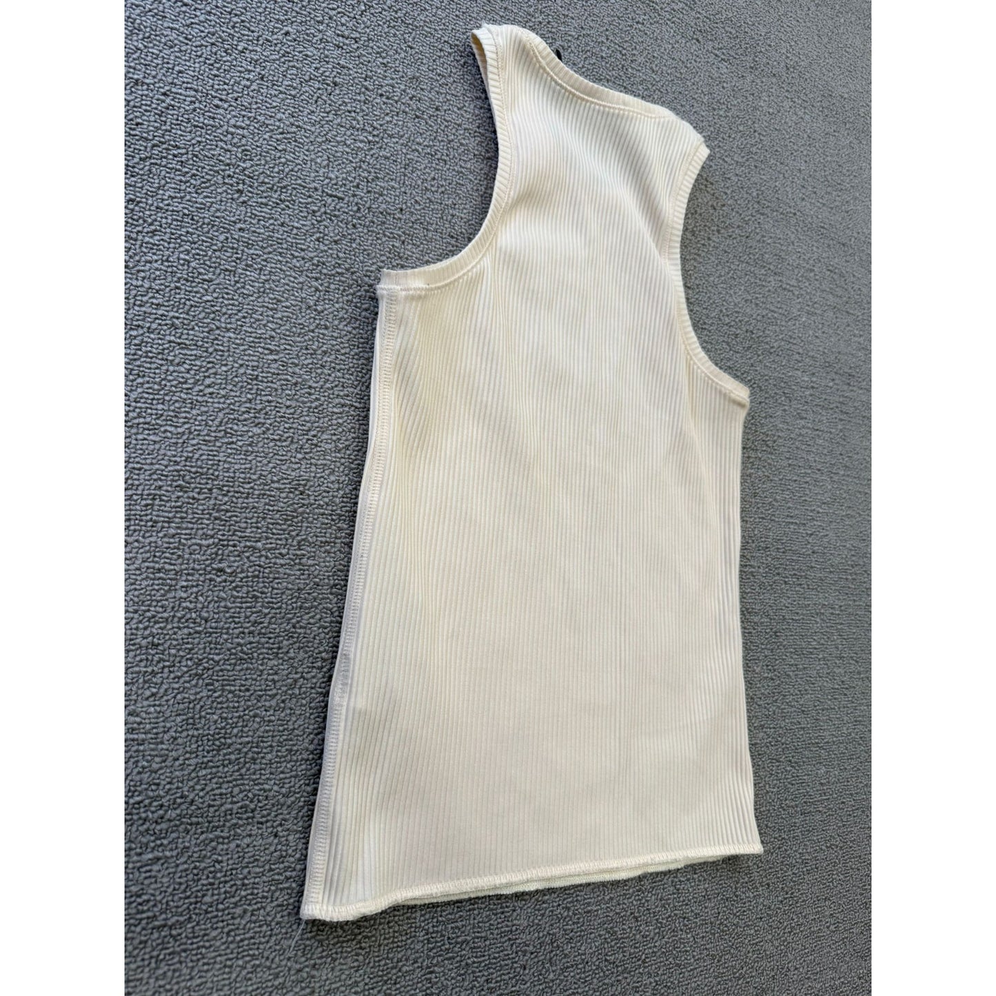 Theory Women's Small Petite Cream White Ribbed Tank Top Samek Belsay Sleeveless