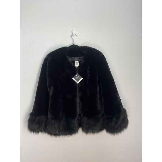 Echo Faux Fur Jacket Women One Size Black Short Bell Sleeve NWT Soft Cozy
