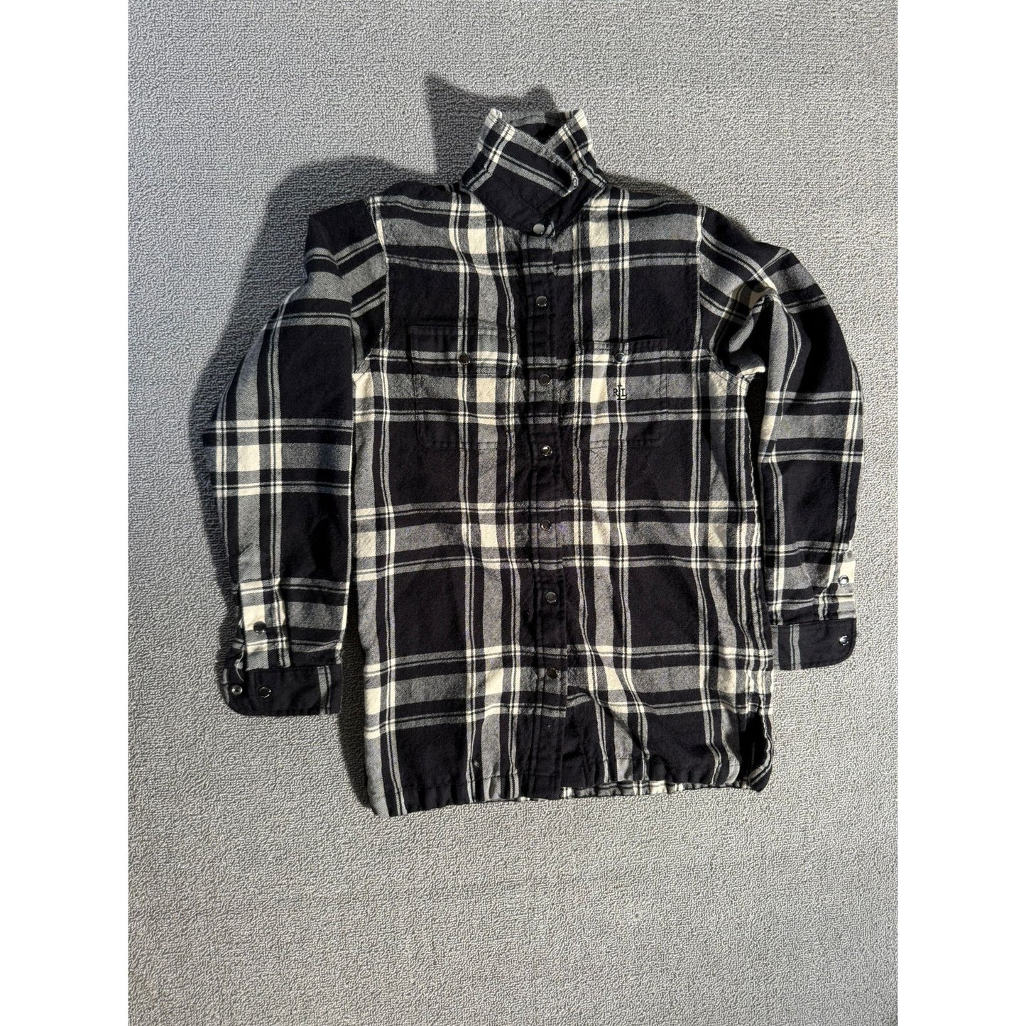 Lauren Ralph Lauren Petite Wool Plaid Jacket Women S black white