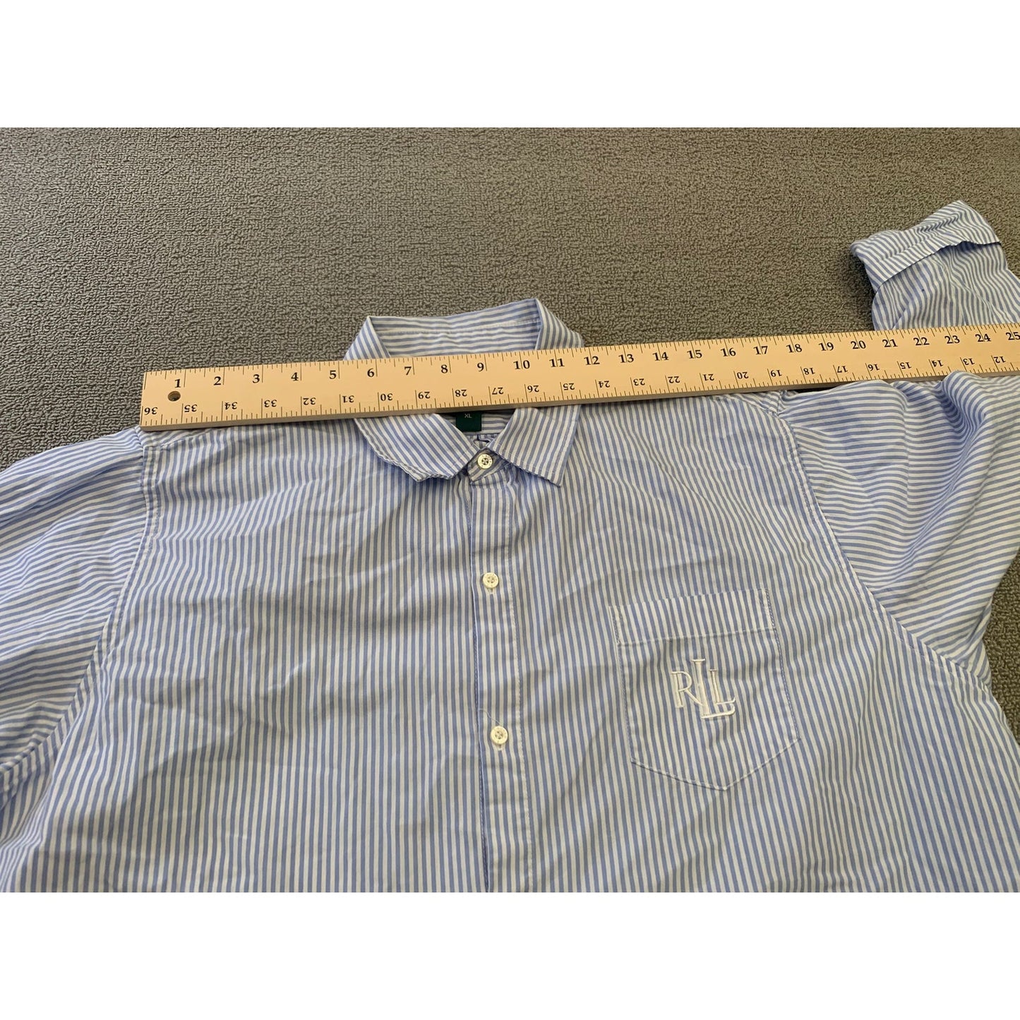 Lauren Ralph Lauren Women XL Blue White Striped 3/4 Sleeve Blouse Shirt