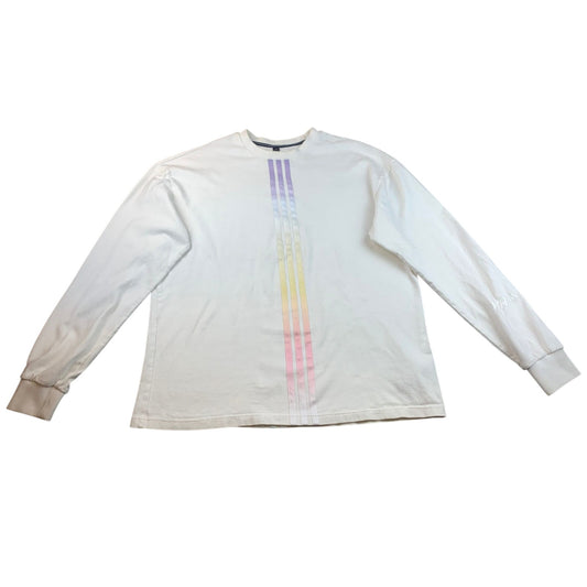 Adidas Kith Men's Medium White Striped Long Sleeve Colored Shirt Top