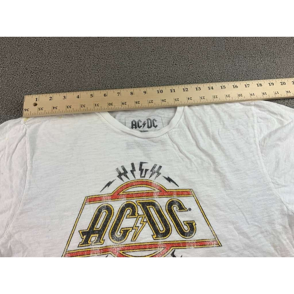 Original Retro Brand T Shirt Women M White AC DC 1976 Tour Print Short Sleeve