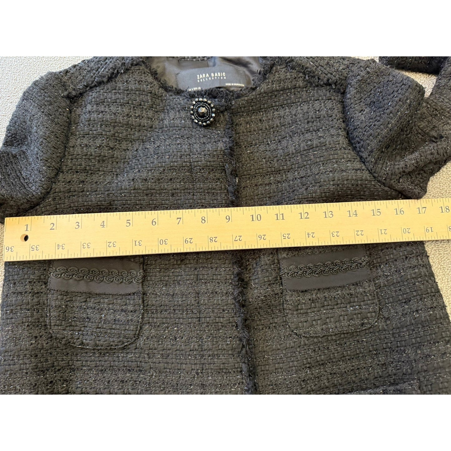 Zara Basic Collection Women's Size Small Black Tweed Jacket