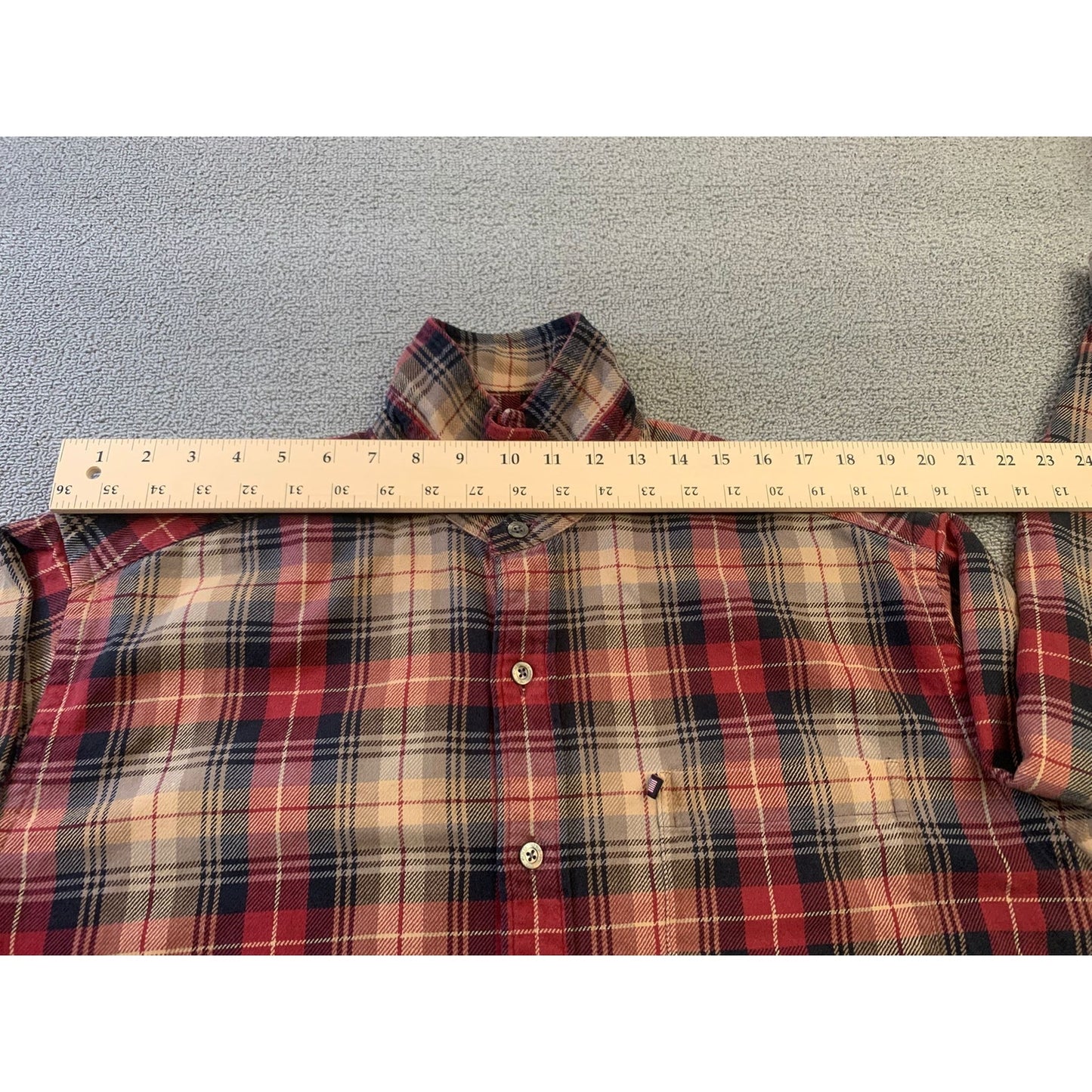 POLO JEANS CO. RALPH LAUREN Men's L Red Plaid Wool Blend Button Down Shirt
