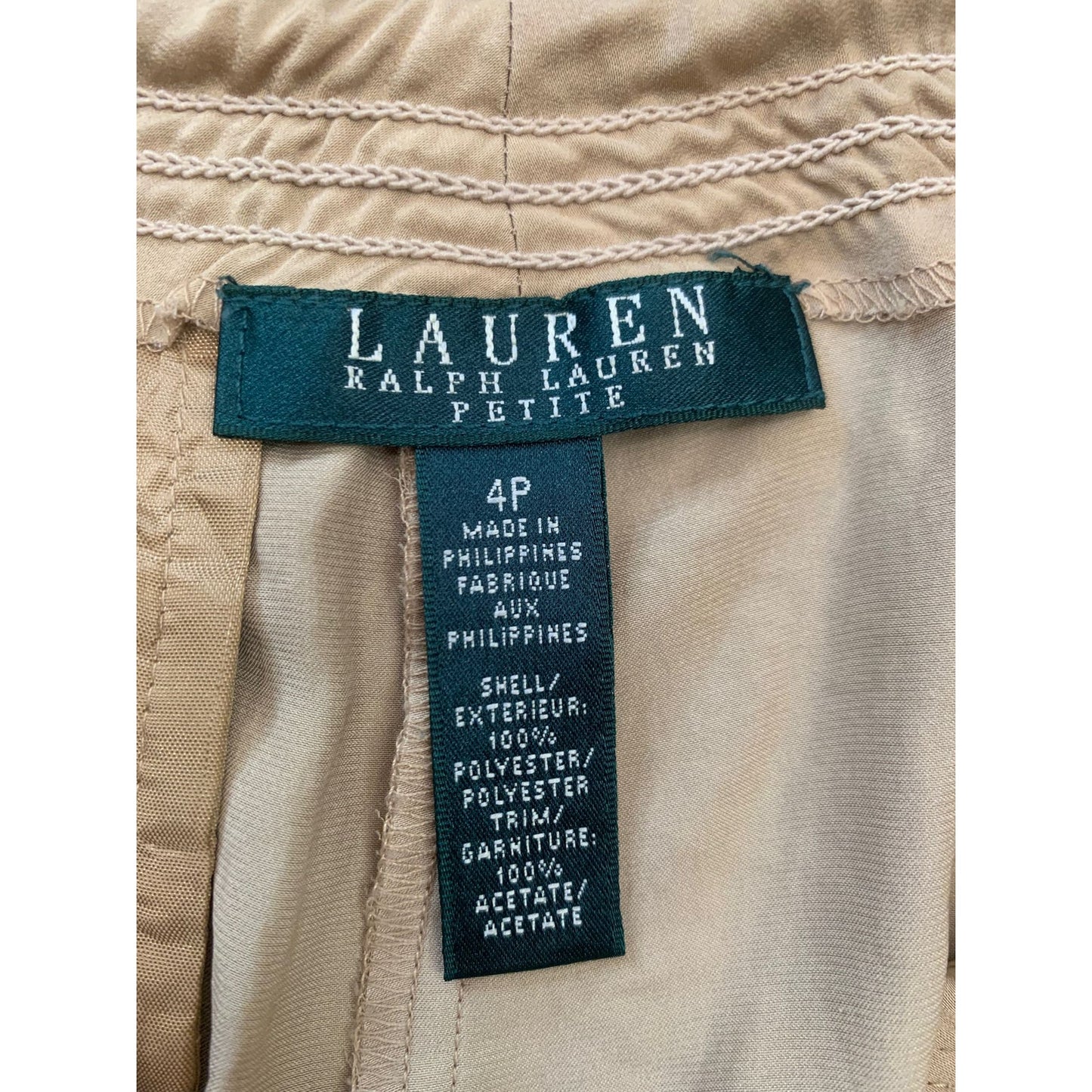 Lauren Ralph Lauren Women's 4P Tan Petite Wide Leg Drawstring Pants