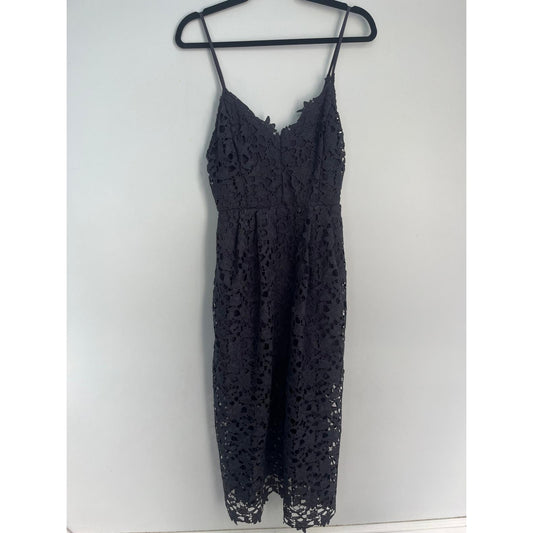 ASTR The Label Lace Midi Dress Women Large Blue Floral Crochet Formal