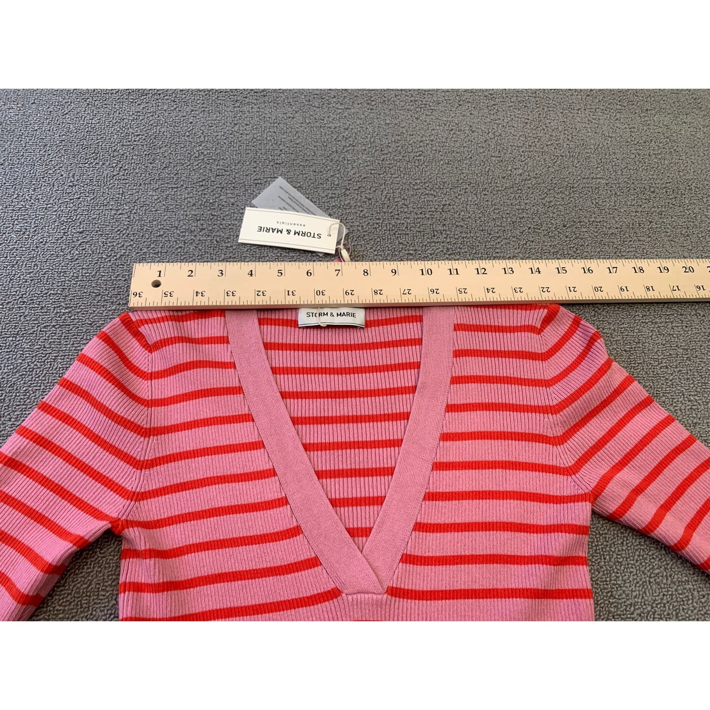 Storm & Marie Women's Large Pink Red Striped Knit Blouse