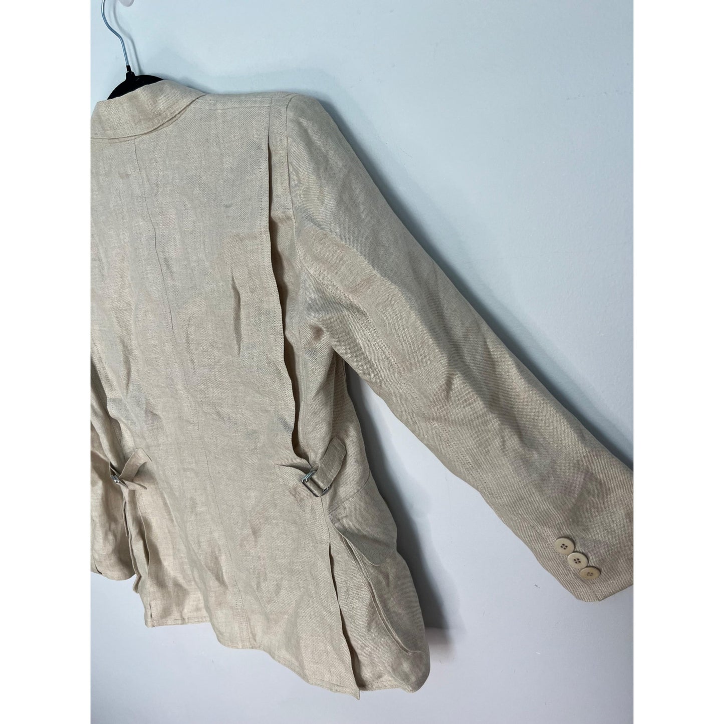 Armani Collezioni Blazer Women 6 Beige Linen Button Front Italy